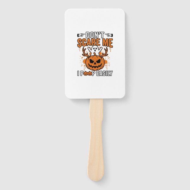 Funny Halloween Ghost Pumpkin Quote Vector Design_ Hand Fan (Front)