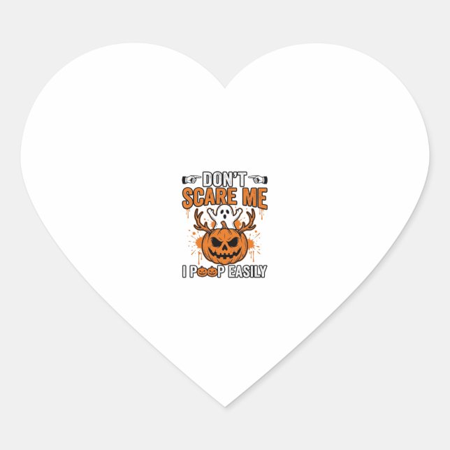 Funny Halloween Ghost Pumpkin Quote Vector Design_ Heart Sticker (Front)