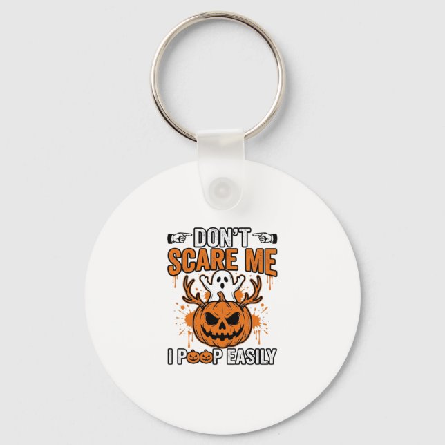Funny Halloween Ghost Pumpkin Quote Vector Design_ Key Ring (Front)