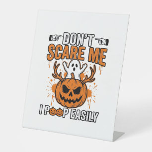 Funny Halloween Ghost Pumpkin Quote Vector Design_ Pedestal Sign