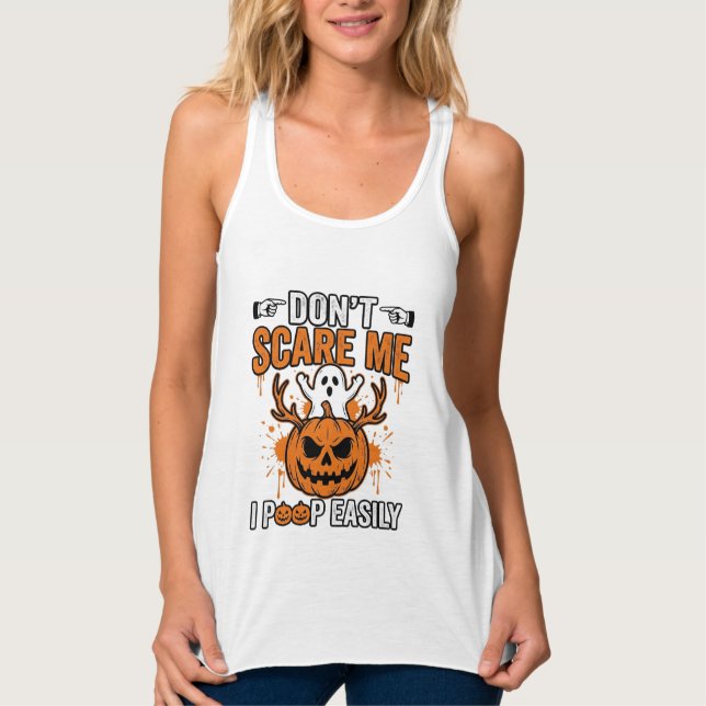 Funny Halloween Ghost Pumpkin Quote Vector Design_ Singlet (Front)