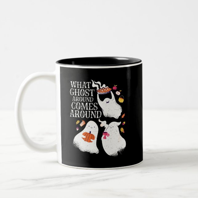 Funny Halloween Ghost Pun Boo Dinner Party Two-Tone Coffee Mug (Left)