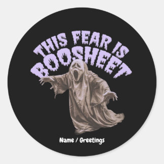 Funny Halloween Ghost Quote Artwork Classic Round Sticker