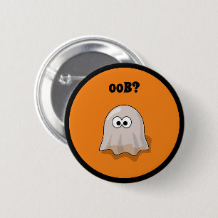 Funny Halloween Ghost Says Boo Backwards 6 Cm Round Badge