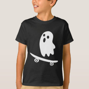 Funny Halloween Ghost Skateboard Lazy Costume Skat T-Shirt