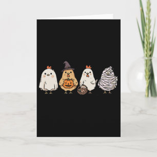 Funny Halloween Ghost Spooky Chickens Ghost Chicke Card