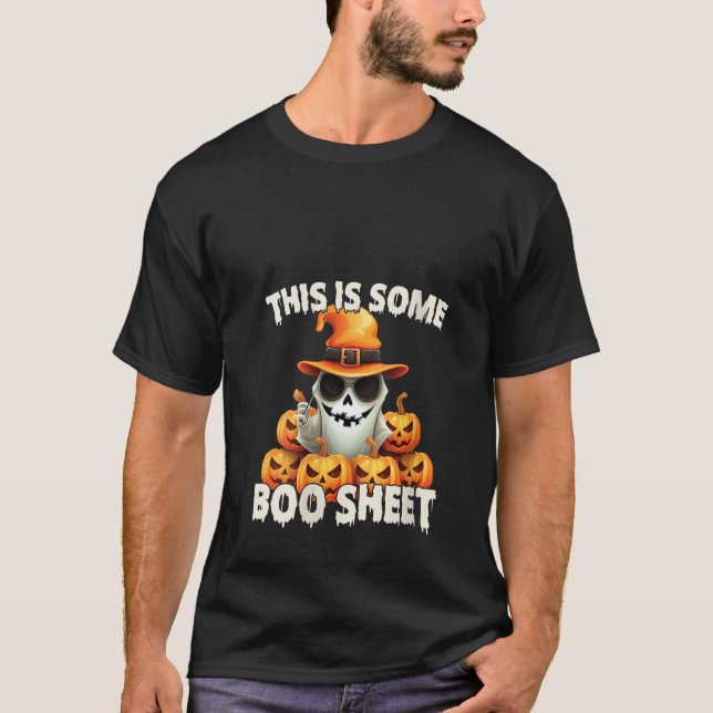 Funny Halloween Ghost This Is Some Boo Sheet V Nec T-Shirt (Front)
