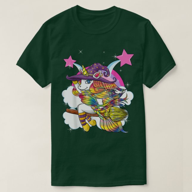 Funny Halloween Gift Star Cloud Rainbow Flying Uni T-Shirt (Design Front)