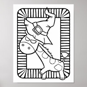 Funny Halloween Giraffe Colouring Page Poster
