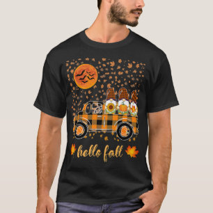 Funny Halloween Gnomes Pumpkin Truck Autumn Tree F T-Shirt