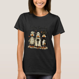Funny Halloween Goose Cat Feelin' Spooky Trendy T-Shirt