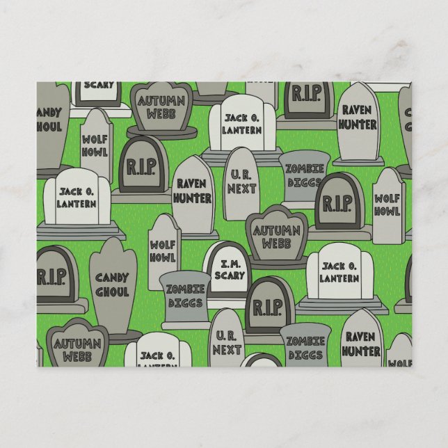 Funny Halloween Gravestones Postcard (Front)