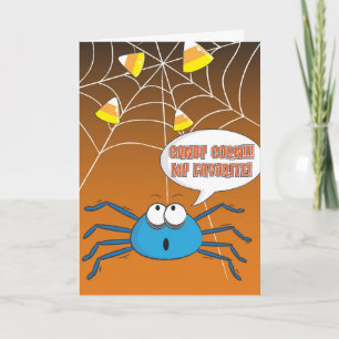 Funny Halloween Greeting Card with Spider