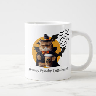 Funny Halloween "Grumpy, Spooky, Caffeinated!" Large Coffee Mug