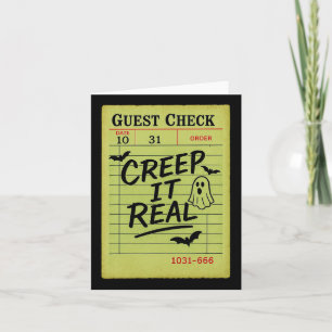 Funny Halloween Guest Check Creep It Real Restuara Card