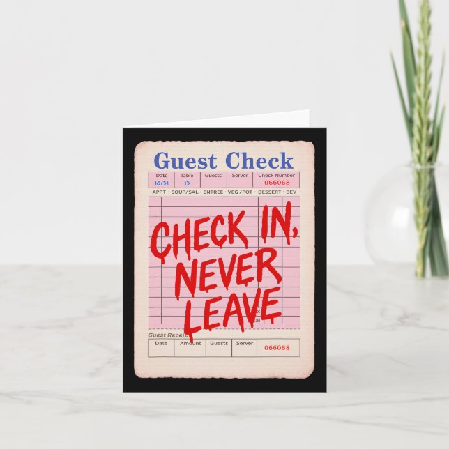 Funny Halloween Guest Check In  Card (Front)