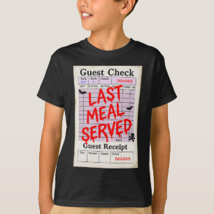 Funny Halloween Guest Check Last Meal Served Waitr T-Shirt