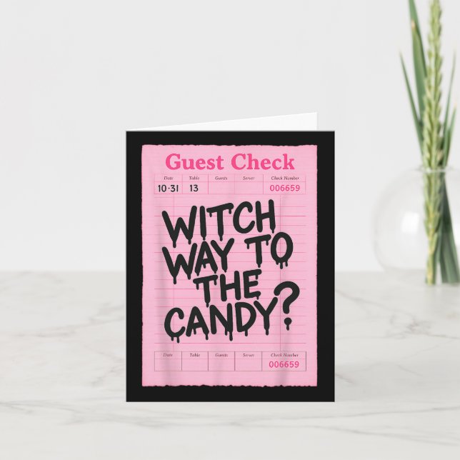 Funny Halloween Guest Check Witch Way To The Candy Card (Front)
