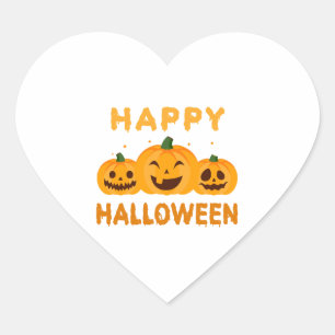 Funny Halloween Happy Halloween Pumpkins Heart Sticker