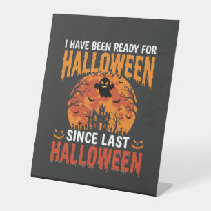 Funny Halloween Haunted House Ghost Moon Design Pedestal Sign