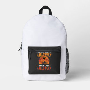Funny Halloween Haunted House Ghost Moon Design Printed Backpack
