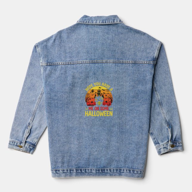 Funny Halloween Haunted House Me On Some Design Denim Jacket (Back)