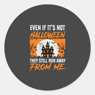 Funny Halloween Haunted House Quote Graphic Classic Round Sticker
