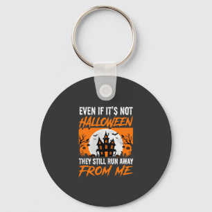 Funny Halloween Haunted House Quote Graphic Key Ring