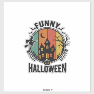 Funny Halloween Haunted House Vintage Vector Desig