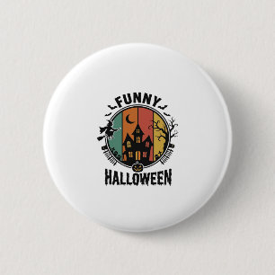 Funny Halloween Haunted House Vintage Vector Desig 6 Cm Round Badge