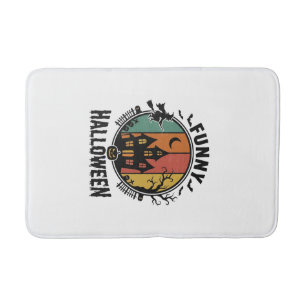 Funny Halloween Haunted House Vintage Vector Desig Bath Mat