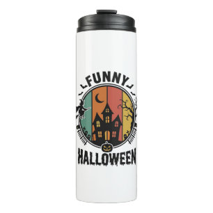 Funny Halloween Haunted House Vintage Vector Desig Thermal Tumbler