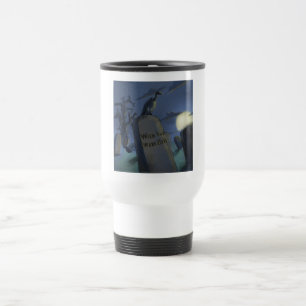 Funny Halloween Headstone Comic On Travel Mug