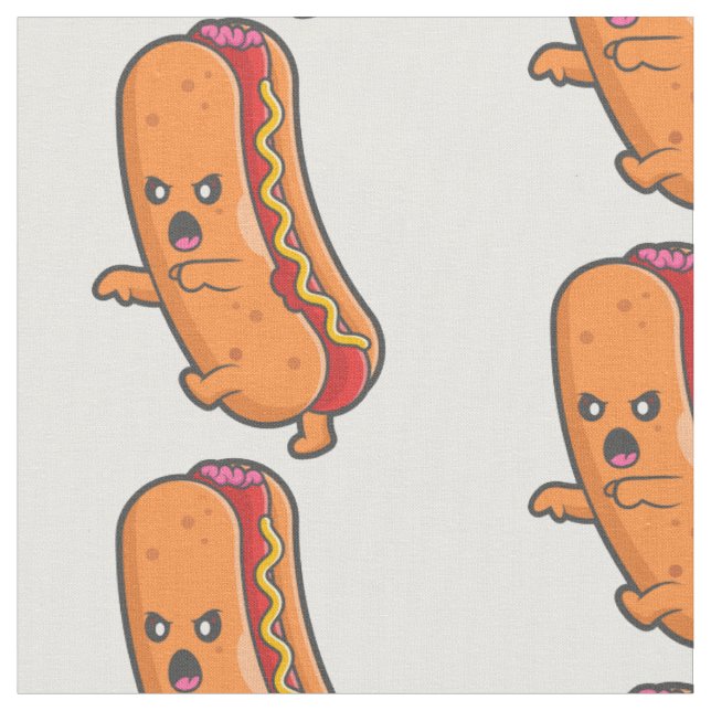 funny halloween hot dog monster  fabric (Close Up)