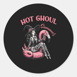 Funny Halloween Hot Ghoul Summer Summerween Cute Classic Round Sticker