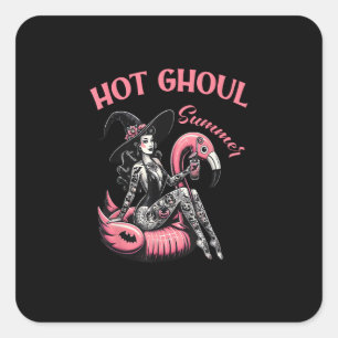 Funny Halloween Hot Ghoul Summer Summerween Cute Square Sticker