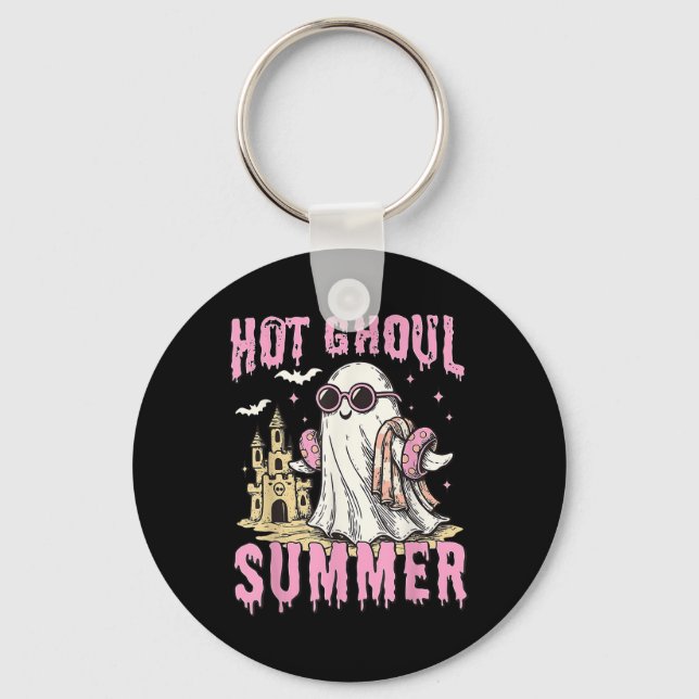 Funny Halloween Hot Ghoul Summer Summerween Spooky Key Ring (Front)