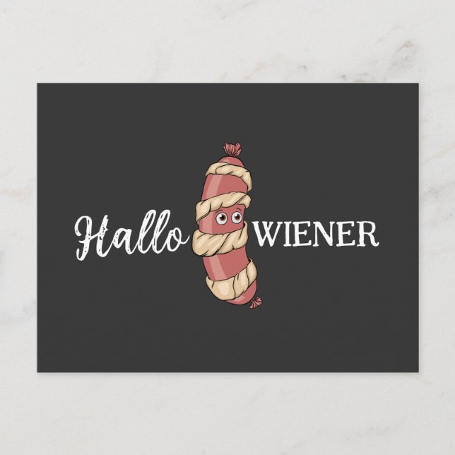 Funny Halloween Hotdog Mummy Hallowiener Pun  Postcard (Front)