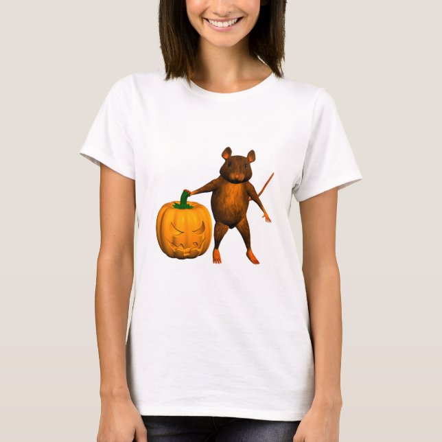 Funny Halloween House Mouse Rat T-Shirt (Front)