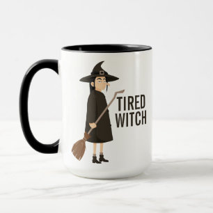 Funny Halloween Humour Black and White Witch Mug