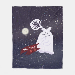 Funny Halloween Humour Overthinking Ghost Fleece Blanket