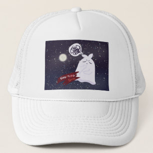 Funny Halloween Humour Overthinking Ghost Trucker Hat