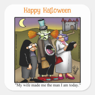Funny Halloween Humour Square Stickers 