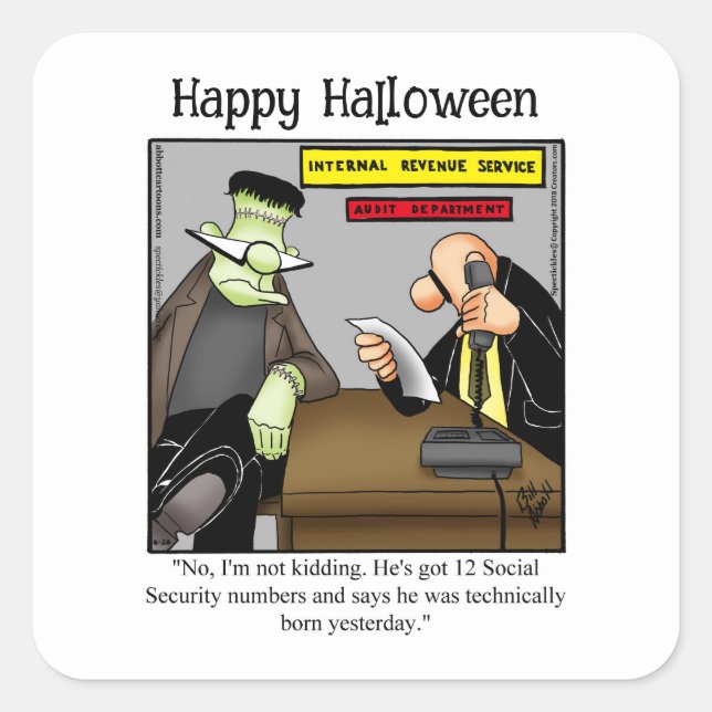 Funny Halloween Humour Square Stickers (Front)