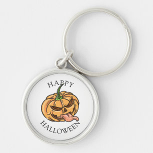 Funny Halloween Jack O Lantern Pumpkin Key Ring