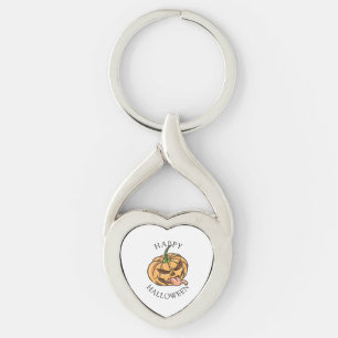 Funny Halloween Jack O Lantern Pumpkin Key Ring