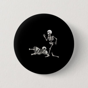 Funny Halloween Keeshond And Skeleton 6 Cm Round Badge