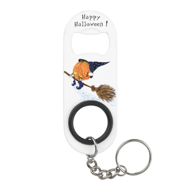 Funny Halloween Keychain Witch Pumpkin Flying (Back)