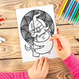 Funny Halloween Koala Coloring Page Poster