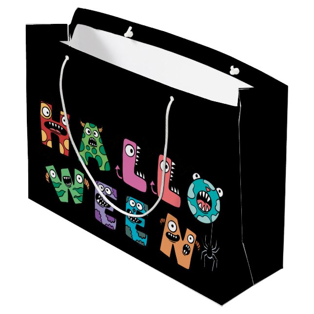 Funny Halloween Large Gift Bag (Back Angled)